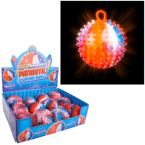 4" Patriotic Light Up Knobby Puffer Ball