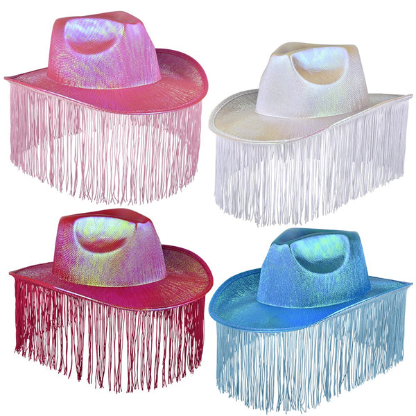 Colorful Cowgirl Hat With Tinsel 48ct