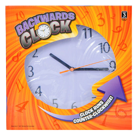 9" BACKWARDS JOKE CLOCK LLB kids toys