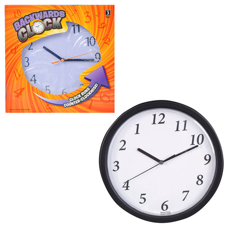 9" BACKWARDS JOKE CLOCK LLB kids toys