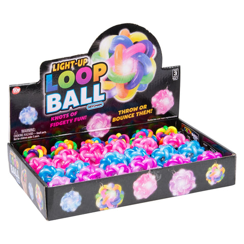 1.5" Light-Up Loop Ball Backpack Clip 24ct - LLB Toys