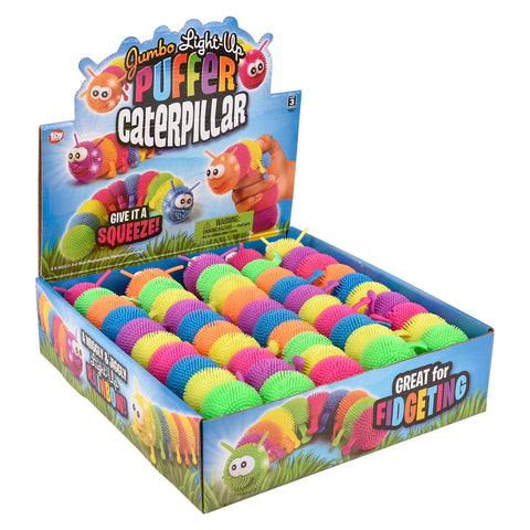 12" Light-Up Jumbo Caterpillar Puffer 12ct - LLB Toys