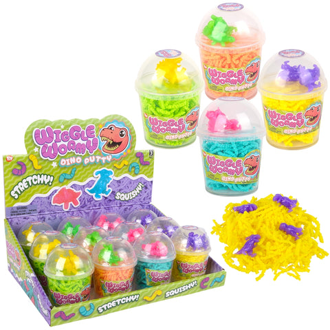 3.6" Wiggle Wormy Dinosaur Putty 12ct - LLB Toys