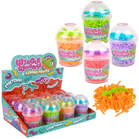 3.6" Wiggle Wormy Lizard Putty 12ct - LLB Toys