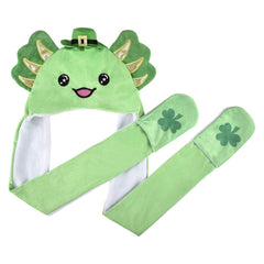 St.Patrick's Day Axolotl Plush Hoodie Hat 35' Plush Toy