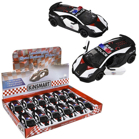 5" Diecast Pull Back Lamborghini Sesto Elemento Police Car