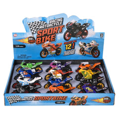 3.5" Diecast Sportsbike Motorcycle 12ct - LLB Toys