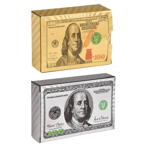 GOLD AND SILVER FOIL $100 BILL PLAYING CARDS LLB kids toys