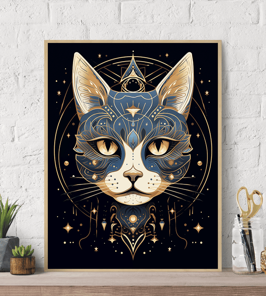 Stellar Feline Symmetry Canvas Wall Art Print