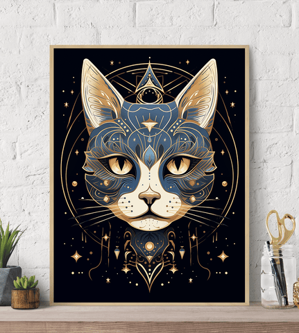 Stellar Feline Symmetry Canvas Wall Art Print