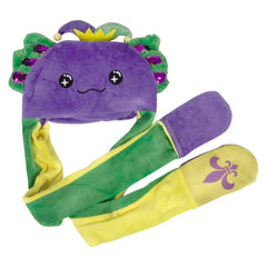 Mardi Gras Light-Up Axolotl Hoodie Scarf Hat 35" - LLB Toys