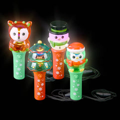 Light Up Christmas Spinning Wand Necklaces 4.5" - LLB Toys