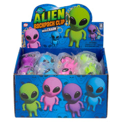 2.25" Alien Charm Wristlet Backpack Keyring 24ct - LLB Toys
