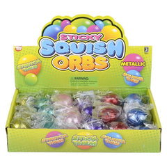 1.6" SQUISH STICKY METALLIC ORBS LLB Squishy Toys