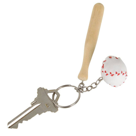 3" WOODEN BAT W/BASEBALL KEYCHAIN LLB Keychain