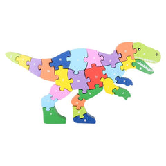 12" x 6.5" WOODEN T-REX LETTER PUZZLE LLB Puzzle