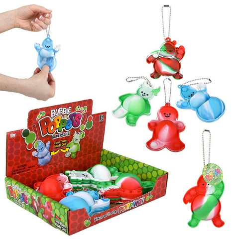 3.5" REVERSIBLE CHRISTMAS POPPER KEYCHAINS LLB Keychain