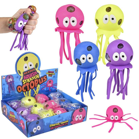 5.5" Squish And Stretch Beaded Octopus LLB Squishy Toys