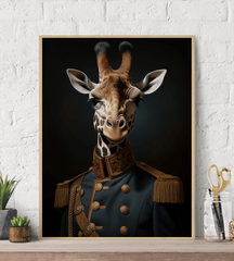 Giraffe in Uniform Canvas Wall Art Print Poster
