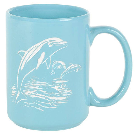 ETCHED BLUE DOLPHIN & WHITE MUG LLB kids toys