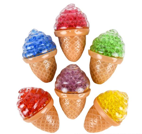 3.5" SQUEEZY BEAD ICE CREAM CONE LLB kids toys