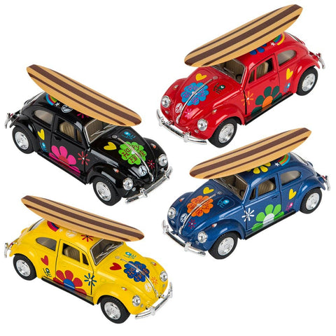 5" DIE-CAST CLASSIC VW BEETLE WITH SURFBOARD LLB Car Toys