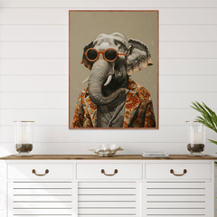 Hippie Elephant Sunglasses Fashion Canvas Wall Art Print