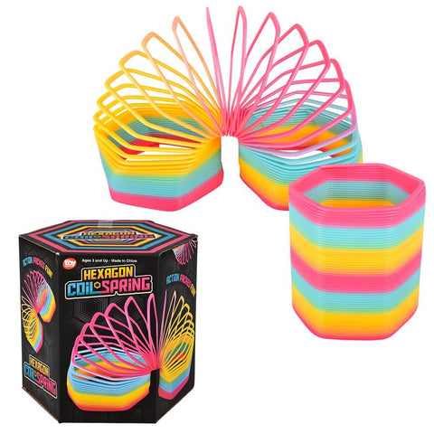 6" MEGA HEXAGON RAINBOW COIL SPRING LLB kids toys