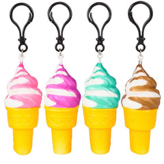 Squish Ice Cream Cone Backpack Clip  4" - LLB Toys
