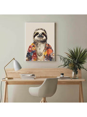 Hippie Sloth Fashion Canvas Wall Art Print