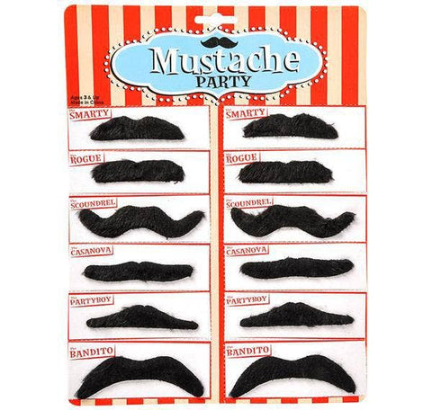 MUSTACHES 2.5-3.5" 12PCS/CARD LLB kids toys