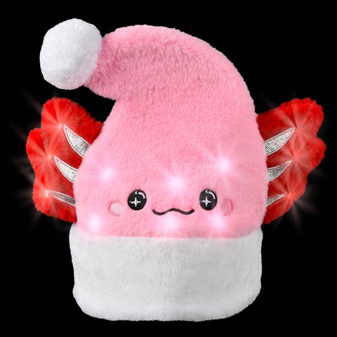 Light-Up Pink Axolotl Santa Hat Christmas