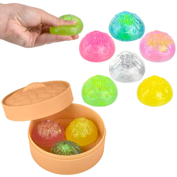 3pc Sparkly Sticky Stretch Dumpling Squish Set - LLB Toys
