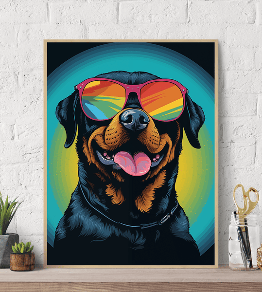 Rottweiler POP ART Sunglasses Canvas Wall Art Print