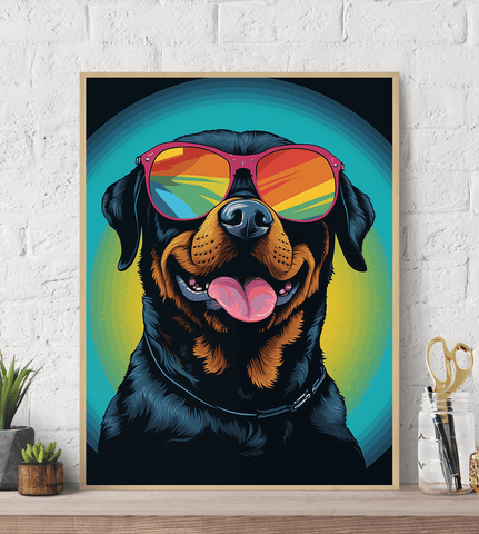 Rottweiler POP ART Sunglasses Canvas Wall Art Print