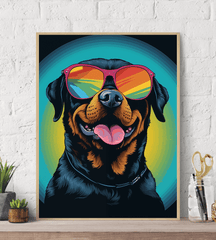 Rottweiler POP ART Sunglasses Canvas Wall Art Print