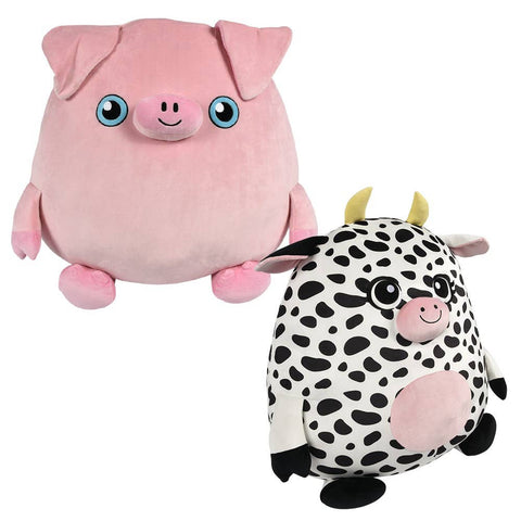 24" Squishy-Ishy Pig And Cow Plush - LLB Toys