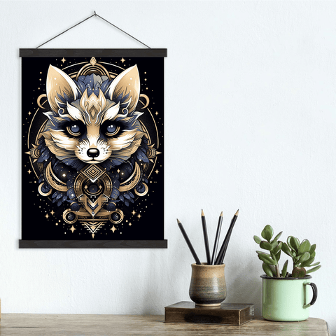 Mystical Fiery Snow White Racoon Canvas Wall Art print