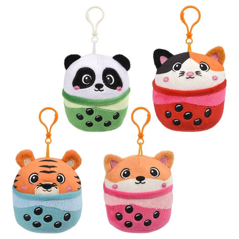 4" Bubble Tea Animal Backpack Clip - LLB Toys