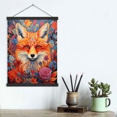 Vivid Mystical Floral Fox Canvas Wall Art Print