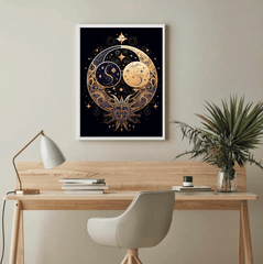 Yin Yang Gold Abstract Canvas Wall Art print 2