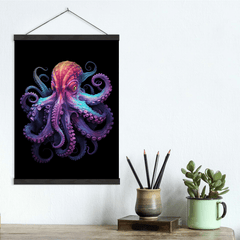 Neon Bold Bright Colored Octopus Canvas Wall Art Print