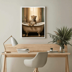 Cheetah bathing Canvas Wall Art print