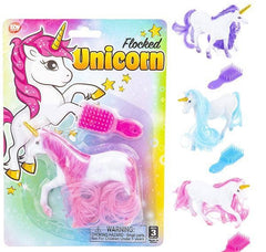 4" FLOCKED UNICORN PLAY SET LLB kids toys