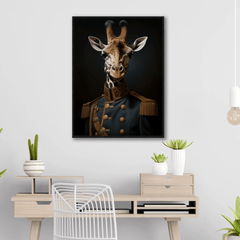 Giraffe in Uniform Canvas Wall Art Print Poster