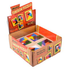 4" WOODEN TANGRAM PUZZLES 24PCS DISPLAYS LLB Puzzle