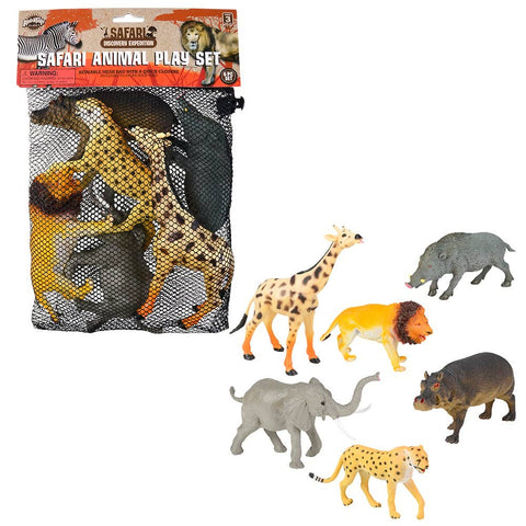 6PC MESH BAG SAFARI ANIMAL ASSORTMENT LLB kids toys