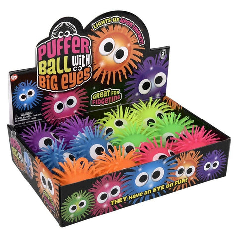4" Light-Up Puffer Ball With Eyes 12ct - LLB Toys