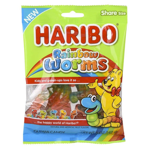 PEG BAG HARIBO RAINBOW WORMS 5oz LLB Candy