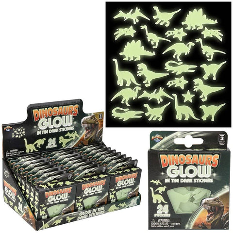 Glow In Dark Dinosaur Stickers 24ct - LLB Toys
